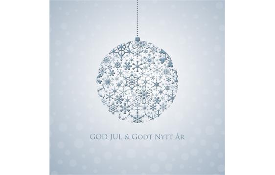 9408607  382011 Julekort &quot;Julekule&quot; 155 x155cm Starwhite med eget innsidetrykk og konvolutter